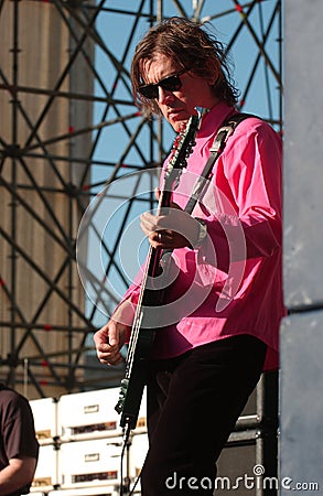 Cheap Trick Tom Petersson Electric bass during the concert Editorial Stock Photo