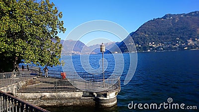 Como lake, Italy, mountains view, winter water Editorial Stock Photo