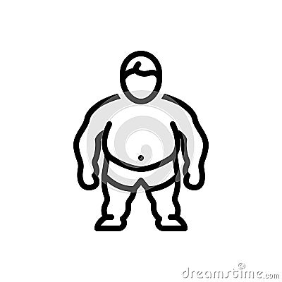 Black line icon for Comorbidity, overweight and man Vector Illustration