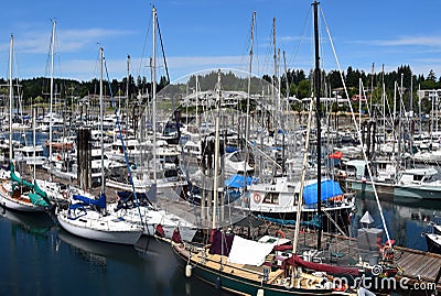 Boardwalk view at the Comox Valley Marina Editorial Stock Photo