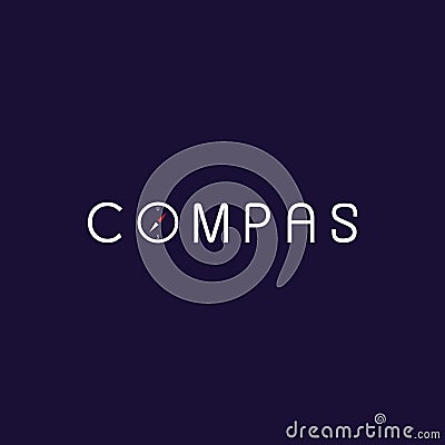 compas word logo, wordmark logo, compas design Vector Illustration