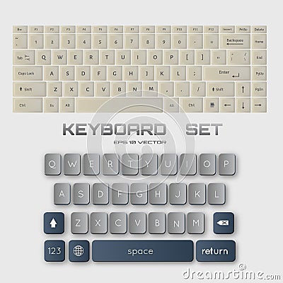 Compact computer keyboard and smarphone keyboard Vector Illustration