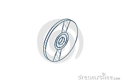 compact disk, CD isometric icon. 3d line art technical drawing. Editable stroke vector Cartoon Illustration