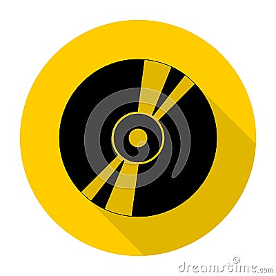 Compact disk icon for web with long shadow Vector Illustration