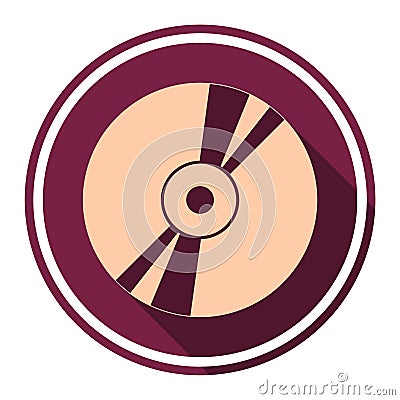 Compact disk icon for web with long shadow Vector Illustration