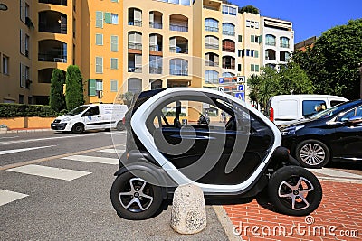 Electric car Renault Twizy on the street of Monaco Editorial Stock Photo