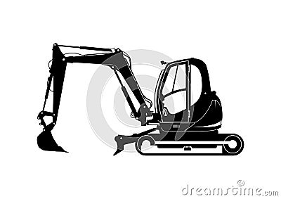 Tracked mini excavator. S Vector Illustration