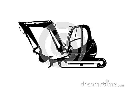 Tracked mini excavator. S Vector Illustration