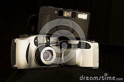 Compact film cameras Stock Photo