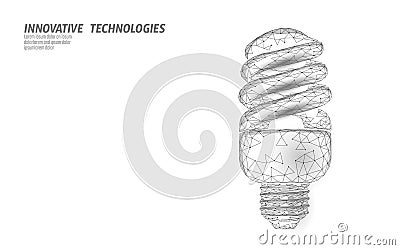 Compact fluorescent lamp energy saving light. Polygonal low poly eco save ecology environment green energy concept Vector Illustration