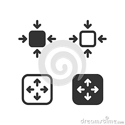 Compact icon. Maximize symbol button. Small size icon. Bigger sign in vector flat Vector Illustration