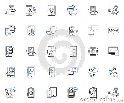Compact line icons collection. Tiny, Portable, Sleek, Modern, Efficient, Practical, Affordable vector and linear Vector Illustration