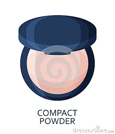 Compact powder. Make up background. Cosmetic icons collection Vector Illustration