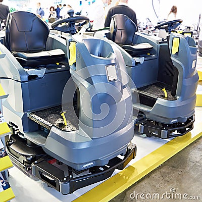 Compact scrubber drier machines Stock Photo