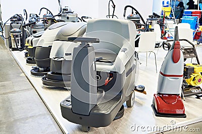 Compact scrubber drier machines Stock Photo