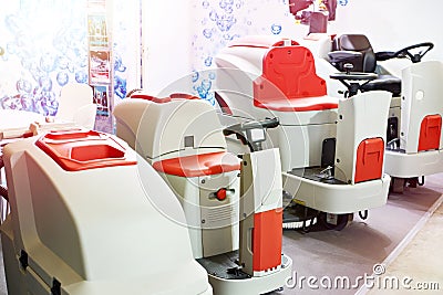 Compact scrubber drier machines Stock Photo