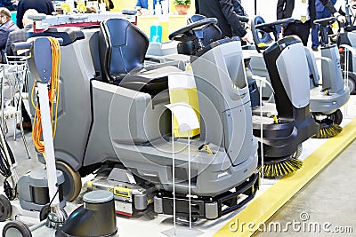 Compact scrubber drier machines Stock Photo