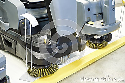 Compact scrubber drier machines Stock Photo