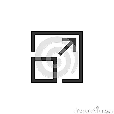 Compact size icon in flat style. Scale fit vector illustration on isolated background. Resize button sign business concept Vector Illustration