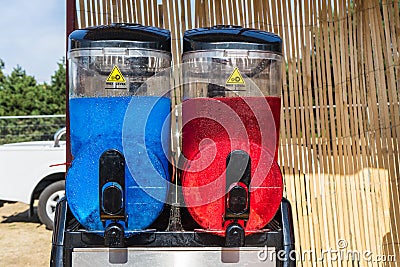 Compact Twin Slush Machine can provide your customers with two delicious flavours Stock Photo