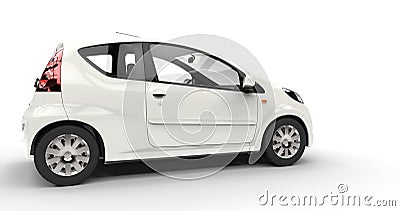 Compact White Car Stock Photo