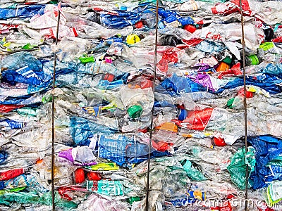 Compacted and packed recycling plastic Editorial Stock Photo