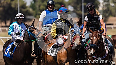 Companion Ponies and Jockeys Editorial Stock Photo