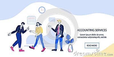 Company accounting and planning corporate business services banner Cartoon Illustration