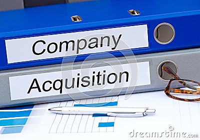 Company and Acquisition, two binders in the office Stock Photo