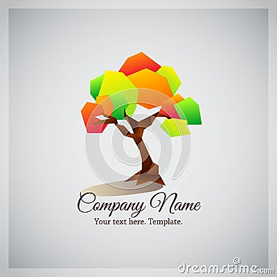 Company business logo with geometric colorful tree Vector Illustration