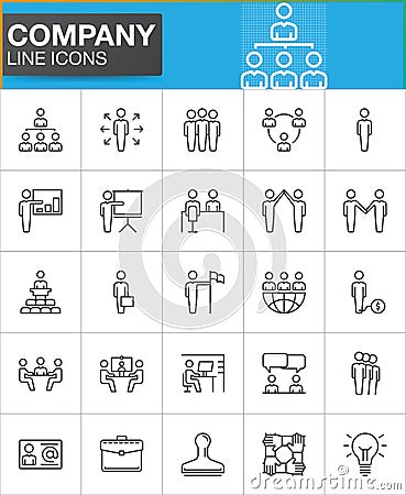 Company, Business people line icons set Vector Illustration