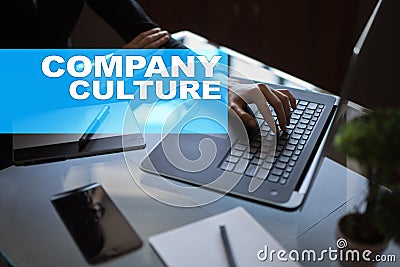 Company culture text on virtual screen. Business, technology and internet concept. Stock Photo