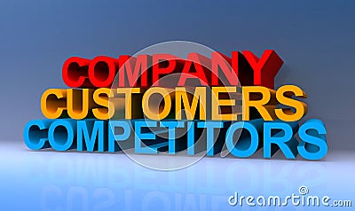 Company customers competitors on blue Stock Photo