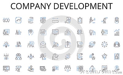 Company development line icons collection. Calling, Devotion, Mission, Purpose, Passion, Service, Ministry vector and Vector Illustration
