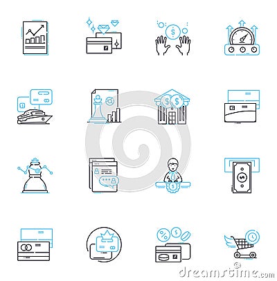 Company earnings linear icons set. Profit, Loss, Revenue, Income, Growth, Decline, Sales line vector and concept signs Vector Illustration