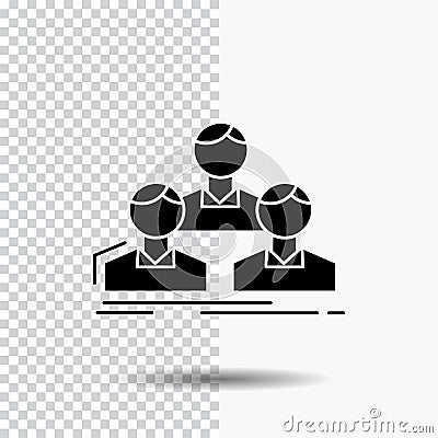 Company, employee, group, people, team Glyph Icon on Transparent Background. Black Icon Vector Illustration