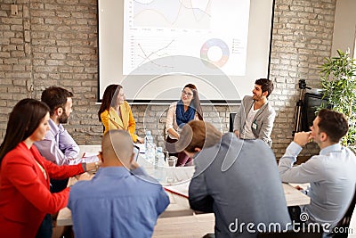 Company employees on business meeting Stock Photo