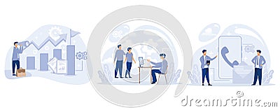 Company goals and philosophy concept, Business mission, working team collaboration, get in touch, feedback online form, set flat Vector Illustration