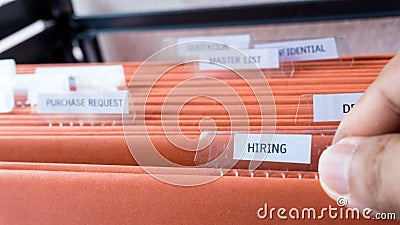 Company hiring recruit manpower record in files Stock Photo