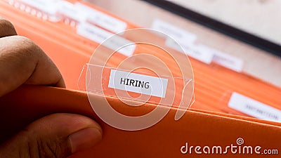 Company hiring recruit manpower record in files Stock Photo