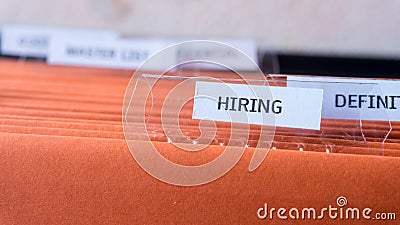 Company hiring recruit manpower record in files Stock Photo