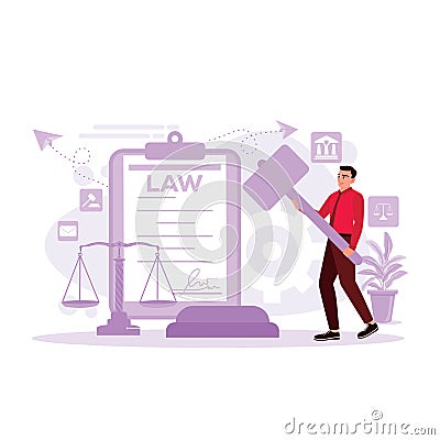 Company Lawyers, Advocates, Holding Consultants Sign Business Agreements, Contracts. Successful negotiation. Vector Illustration