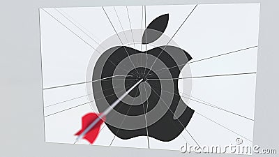 APPLE INC Company Logo Being Cracked by Archery Arrow. Corporate Problems  Conceptual Editorial Animation Stock Video - Video of concept, trouble:  134124121