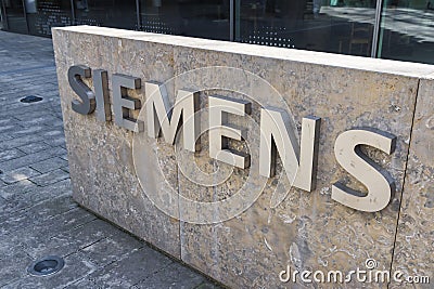 company logo at the headquarters of Siemens AG, Munich, Germany Editorial Stock Photo