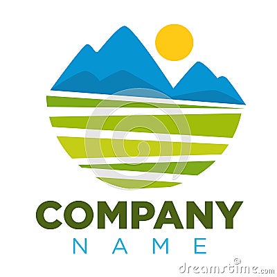 Company logotype with place for name and colorful landscape image Vector Illustration