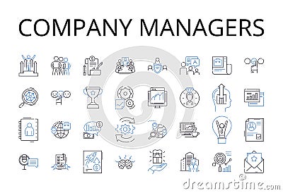Company managers line icons collection. Business executives, Corporate leaders, Management team, Organization bosses Vector Illustration