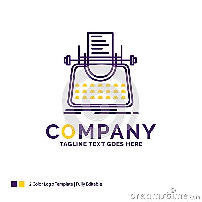 Company Name Logo Design For Article, blog, story, typewriter, w Vector Illustration