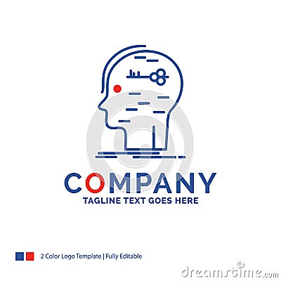 Company Name Logo Design For brain, hack, hacking, key, mind. Bl Vector Illustration