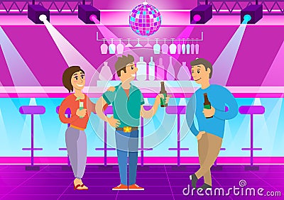 Company of People Clubbing and Partying Drinking Vector Illustration