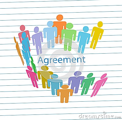 Company people meet consensus agreement contract Vector Illustration